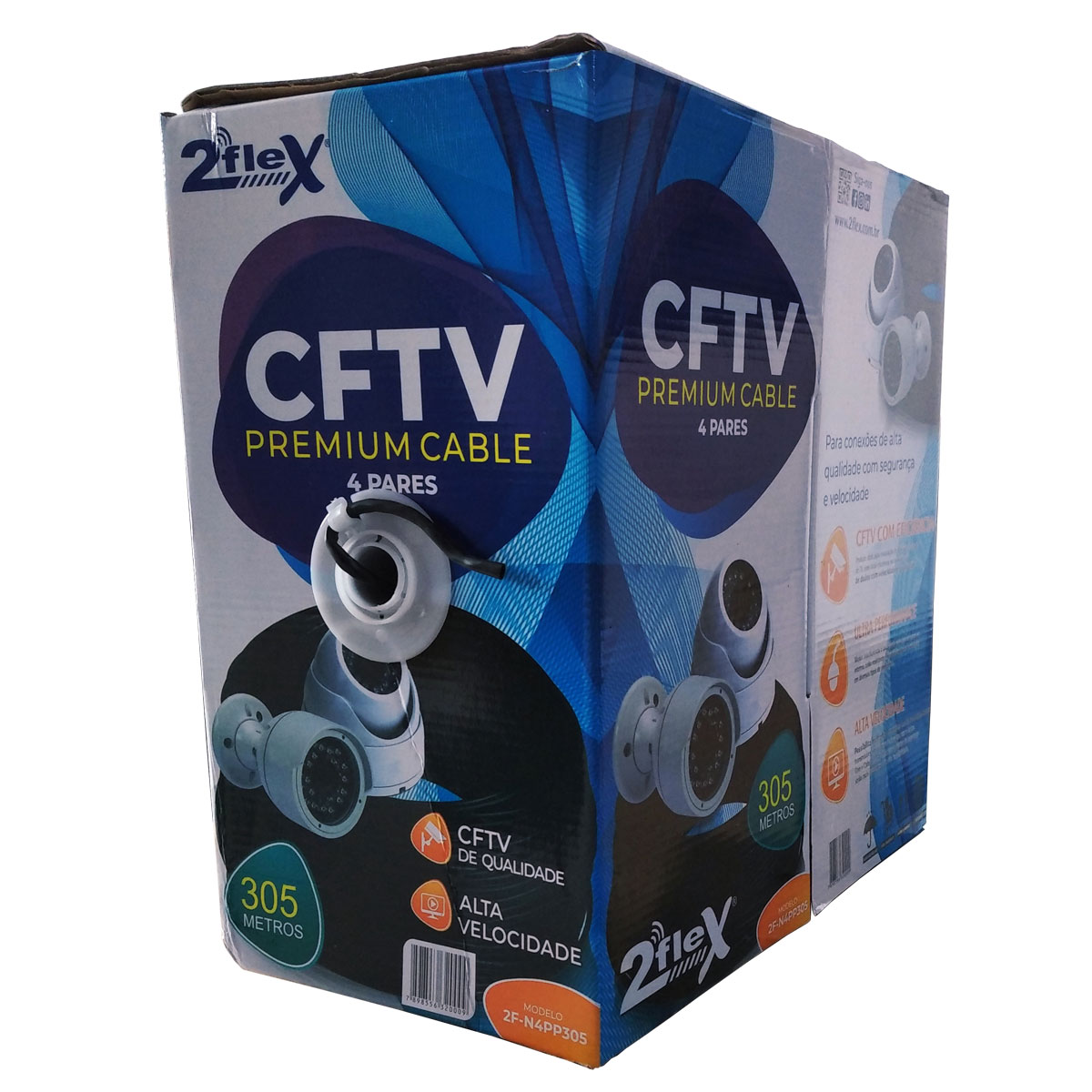 Cabo CFTV PREMIUM 4 Pares 2 Flex Telecom Caixa 305m