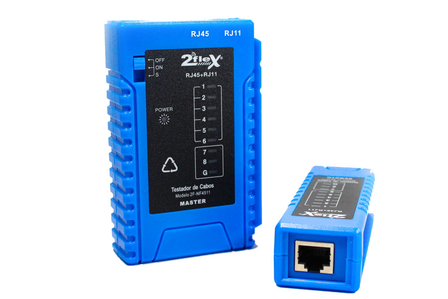 Testador de cabos RJ45 / 11 2 Flex Telecom com design inovador