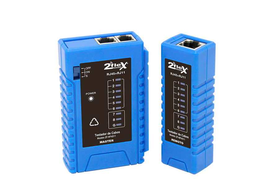 Testador de cabos RJ45 / 11 2 Flex Telecom com design inovador